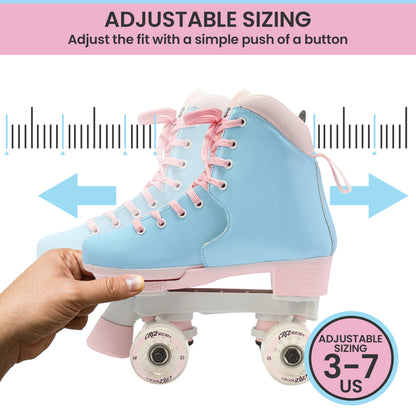 Circle Society Adjustable Kids Quad Roller Skates In Cotton Candy