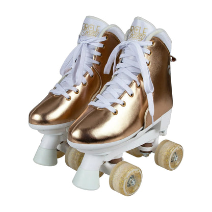 Circle Society Adjustable Quad Kids Roller Skates In Metallic Rose Gold