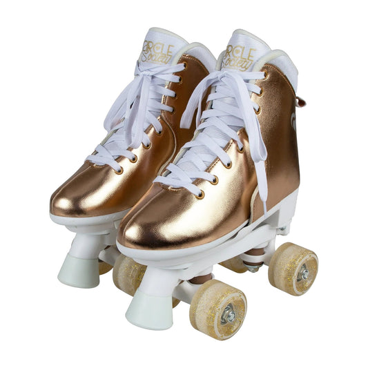 Circle Society Adjustable Quad Kids Roller Skates In Metallic Rose Gold