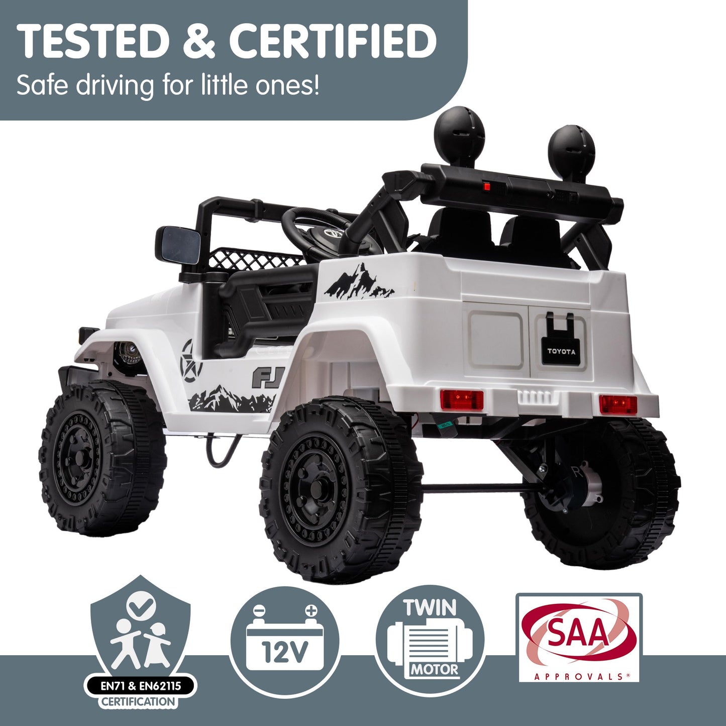 Kahuna Authorized Toyota Electric Kids Ride-on Car Fj Cruiser - White