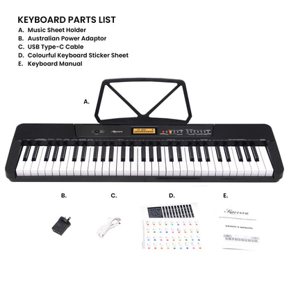 Karrera 61-Key Electronic Keyboard with LCD and Touch Response in Black CHJ-291