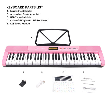 Karrera 61-Key Electronic Keyboard with LCD and Touch Response in Pink CHJ-291