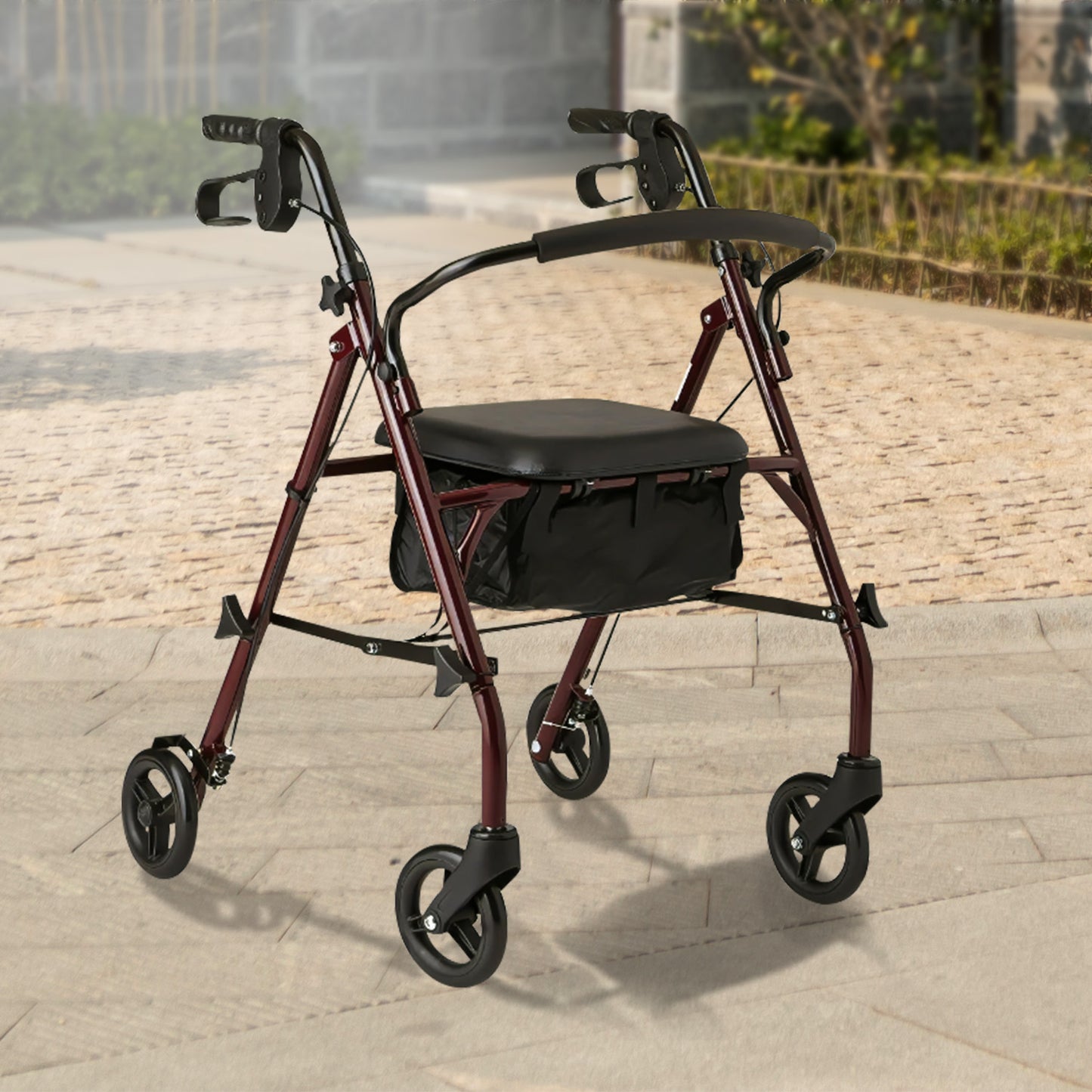 Orthonica Foldable Steel Frame Rollator 4-wheel Walker