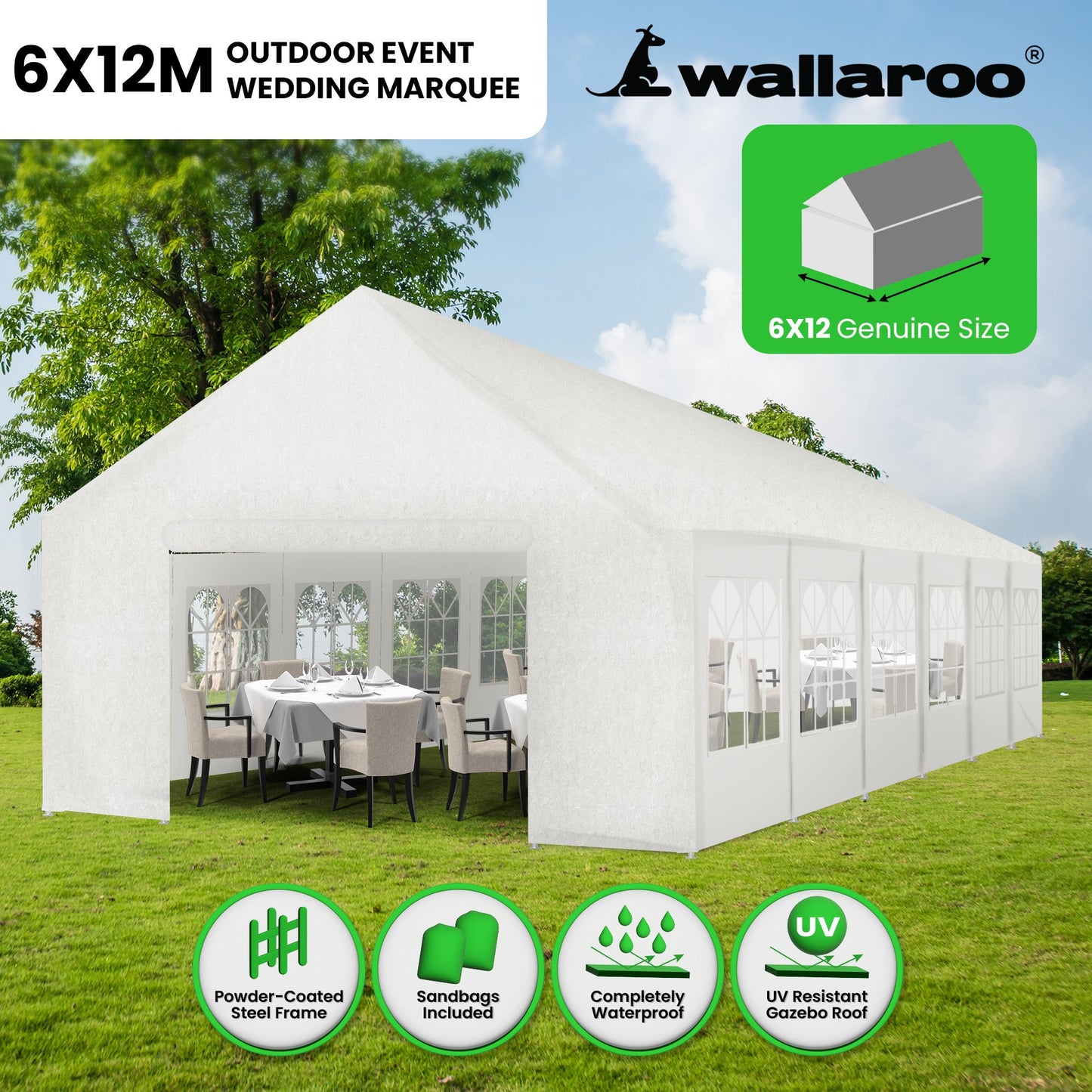 Wallaroo 12m x 6m outdoor event marquee carport tent