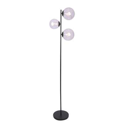 Sarantino 3-Light Black Metal Floor Lamp