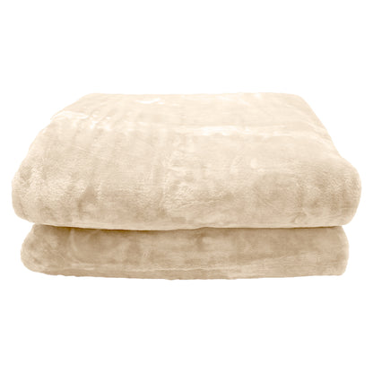 Laura Hill 800-gsm Faux Mink Throw Rug Blanket Queen Size Double-sided Large 220 X 240cm Heavy - Cream