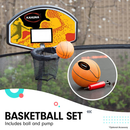 Kahuna Twister 12ft Springless Trampoline Outdoor Mat Pad Net Ladder with Basketball Set