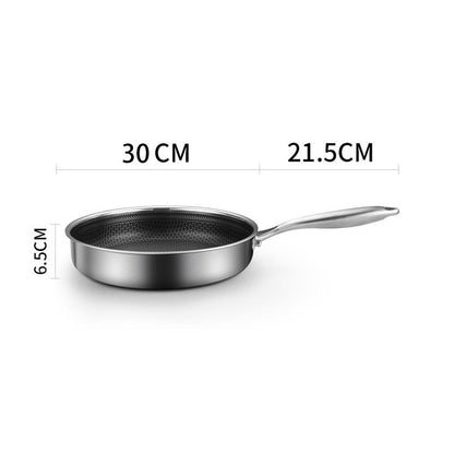 Stainless Steel Frying Pan Non-Stick Cooking Frypan Cookware 30cm Honeycomb Single Sided without lid