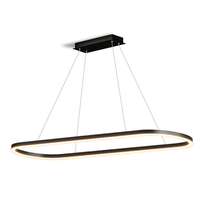 Modern Minimalist Oval Pendant Light Adjustable LED Chandelier Black