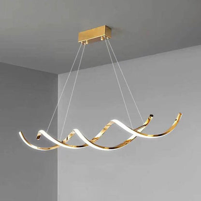 120cm Modern Minimalist Titanium Gold Pendant Light Adjustable LED Chandelier