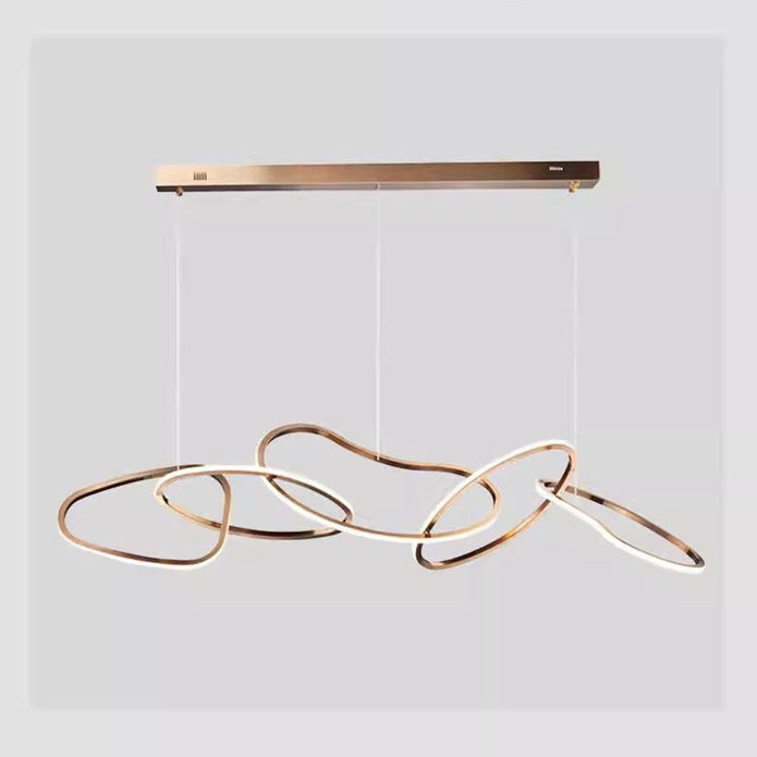 Nordic Minimalist Rose Gold LED Pendant Light Adjustable Modern Ring Chandelier 120cm