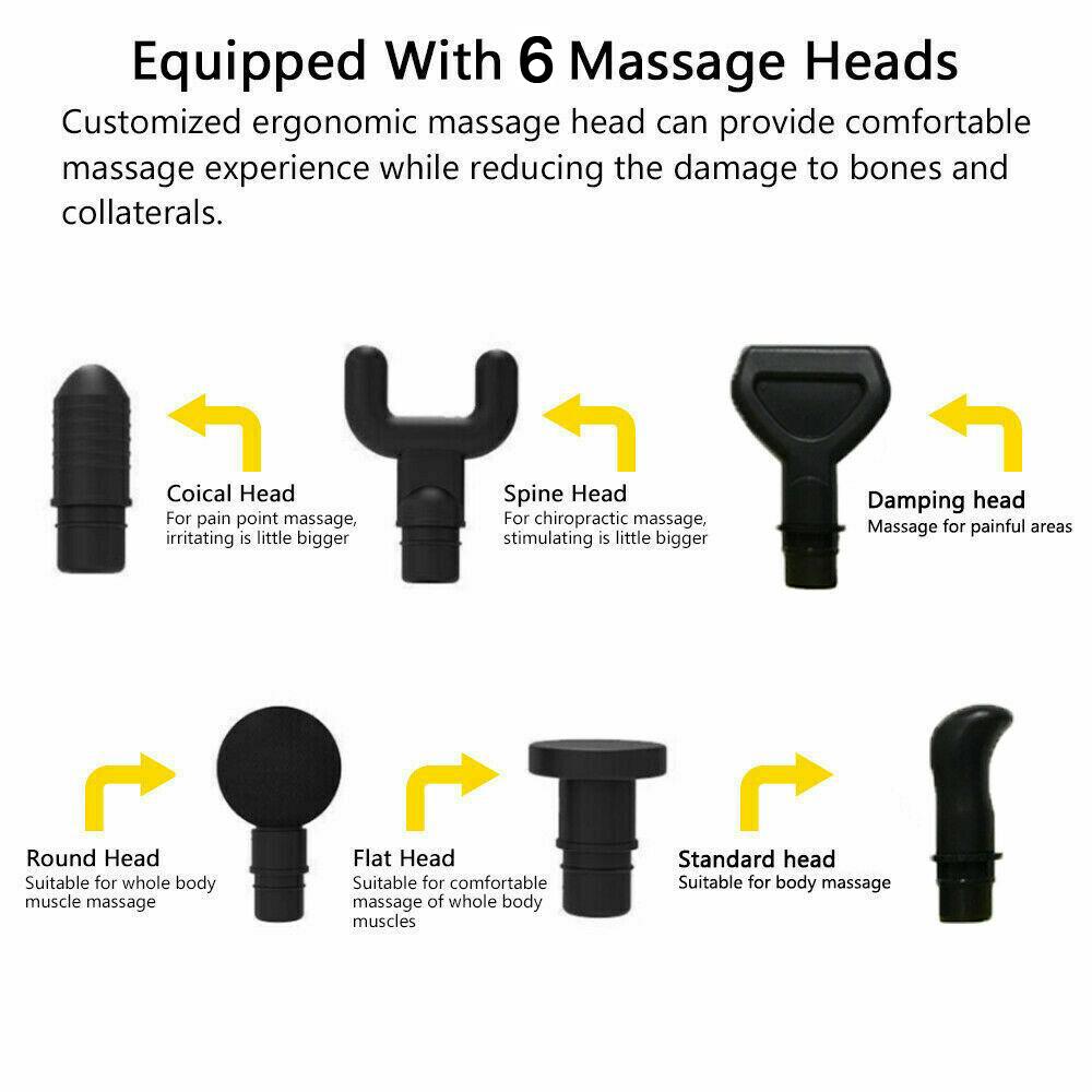 POWERFUL 6 Heads LCD Massage Gun Percussion Vibration Muscle Therapy Deep Tissue Carbon Friber