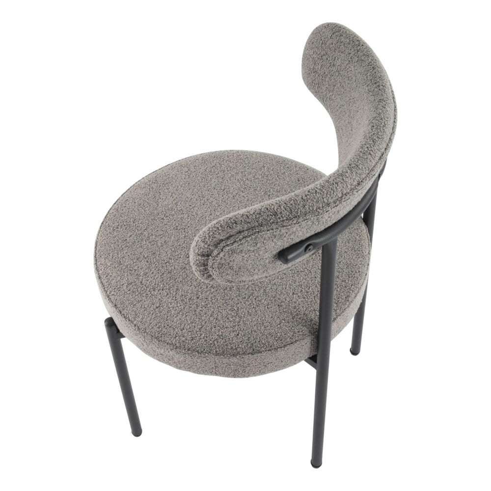 Plush Boucle Cushioned Elsa Dining Chairs in Slate Grey