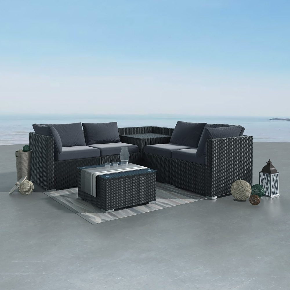 6PCS Outdoor Modular Lounge Sofa Coogee &#8211; Black