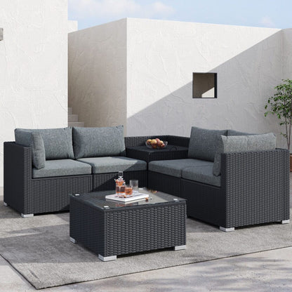 6PCS Outdoor Modular Lounge Sofa Coogee &#8211; Black