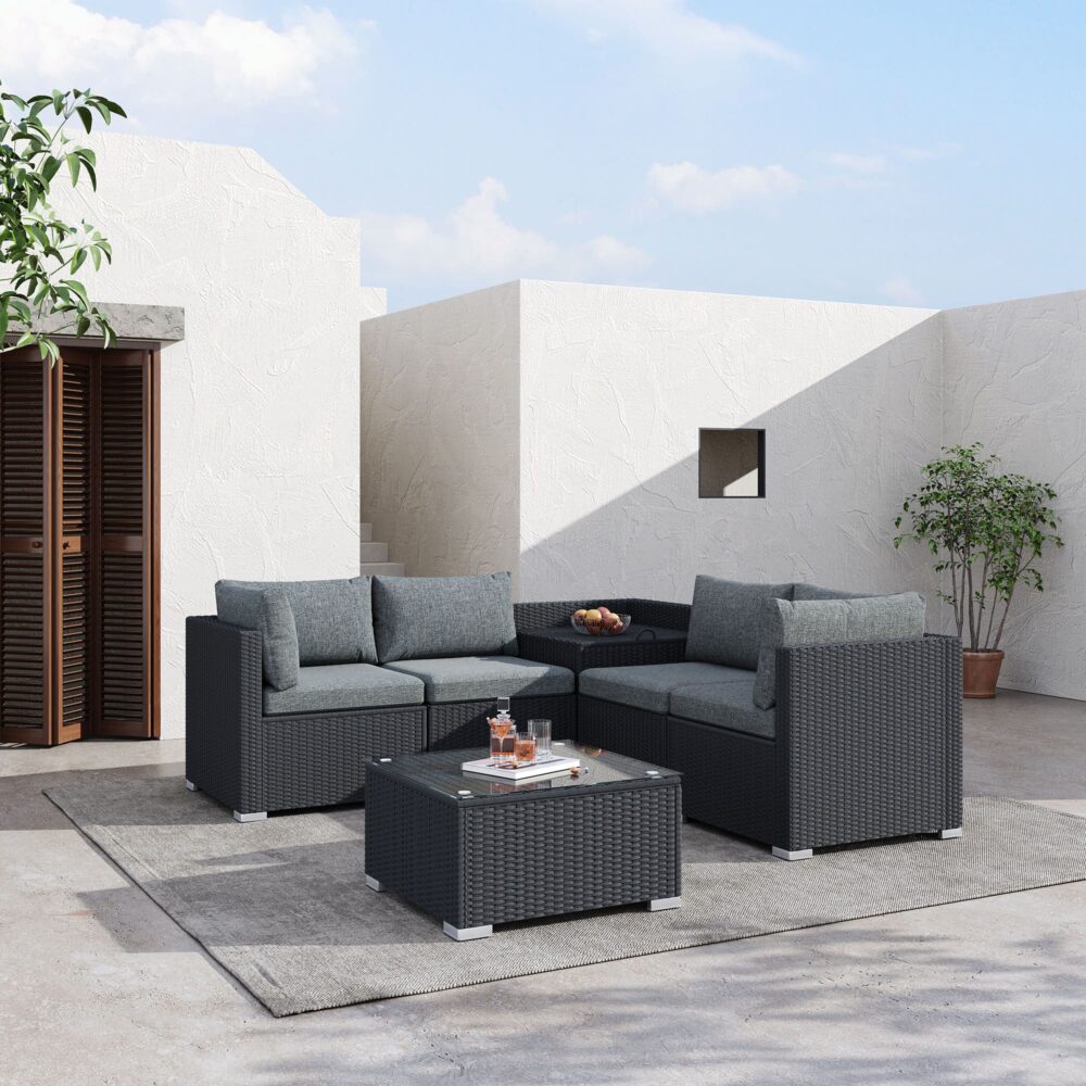 6PCS Outdoor Modular Lounge Sofa Coogee &#8211; Black