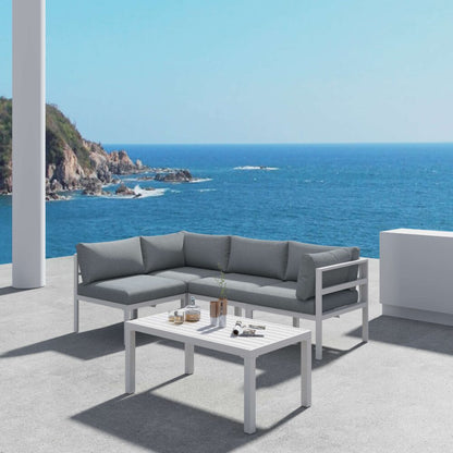 Outdoor White Modern 5 Piece Lounge Set