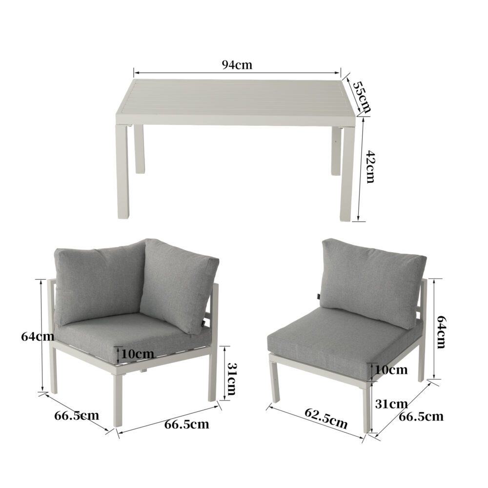 Outdoor White Modern 7 Piece Lounge Set