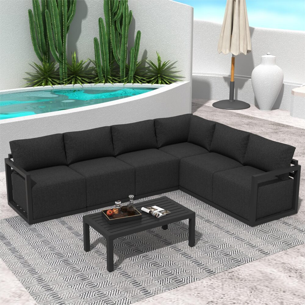 Alfresco Contemporary All-Weather Lounge Set – White