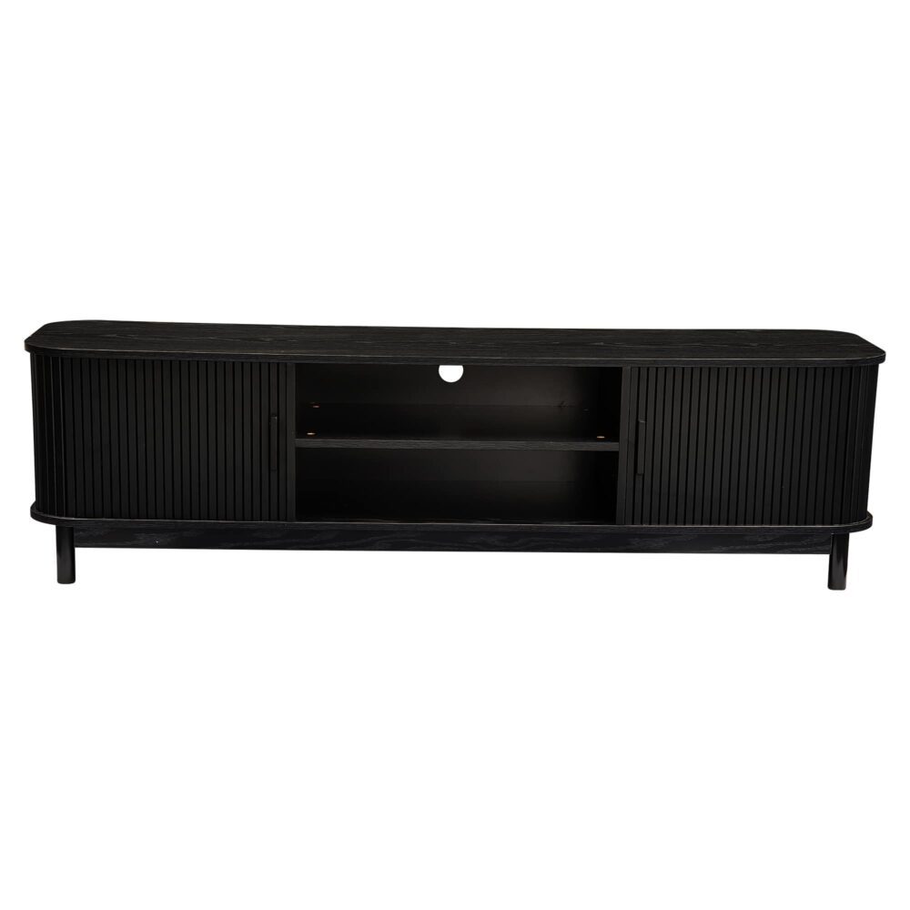 160cm Entertainment Unit Ribbed Black