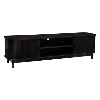 160cm Entertainment Unit Ribbed Black