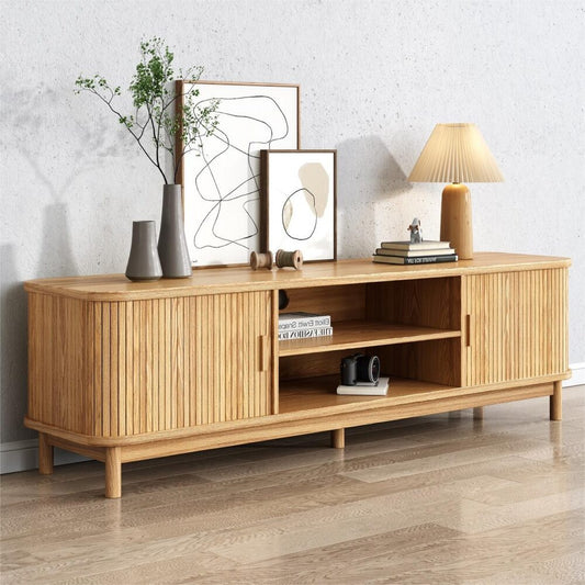 160cm Entertainment Unit Ribbed Natural