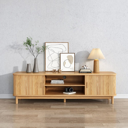 160cm Entertainment Unit Ribbed Natural