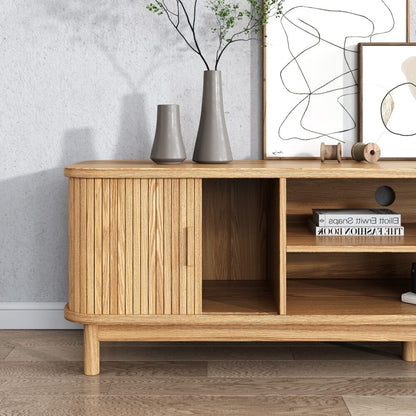 160cm Entertainment Unit Ribbed Natural