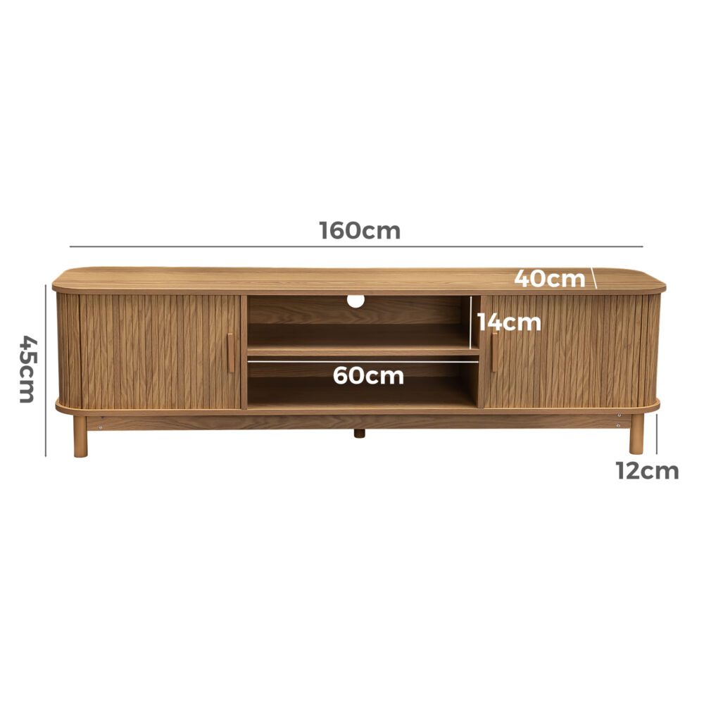 160cm Entertainment Unit Ribbed Natural