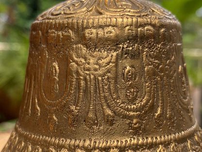 Brass Bell 6 inch Buddhist Nepal Tibetan Prayer Bell Meditation Stress Relief or Sound Therapy