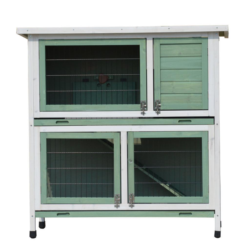 YES4PETS Green Large Double Storey Rabbit Hutch Guinea Pig Ferret Cage