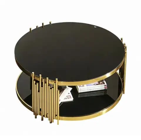 Chelsea Gold Coffee Table - Black Glass