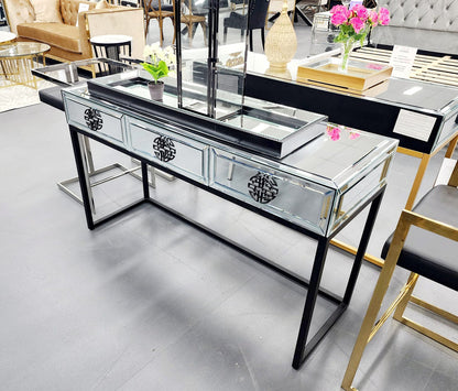 Athens Mirrored Console Table -Black