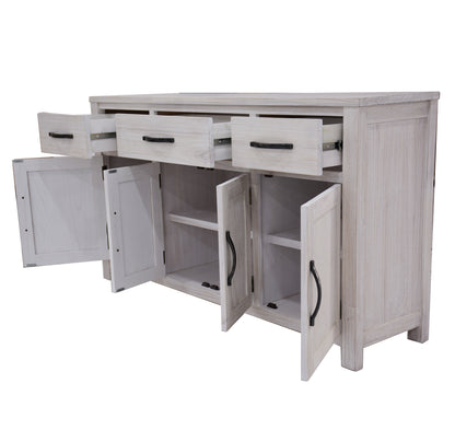 Foxglove Buffet Table 158cm 4 Door 3 Drawer Solid Mt Ash Timber Wood - White