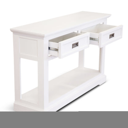 Laelia Console Hallway Entry Table 125cm Solid Acacia Timber Wood Coastal -White