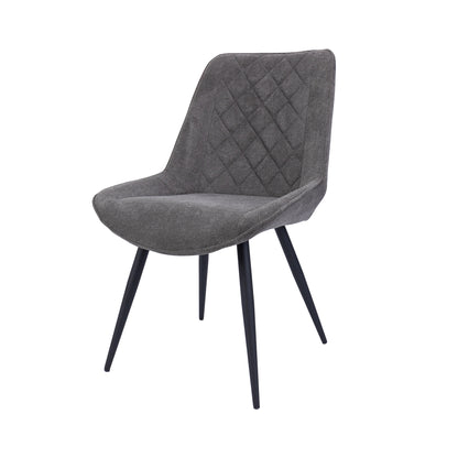 Helenium Dining Chair Set of 6 Fabric Seat with Metal Frame - Graphite