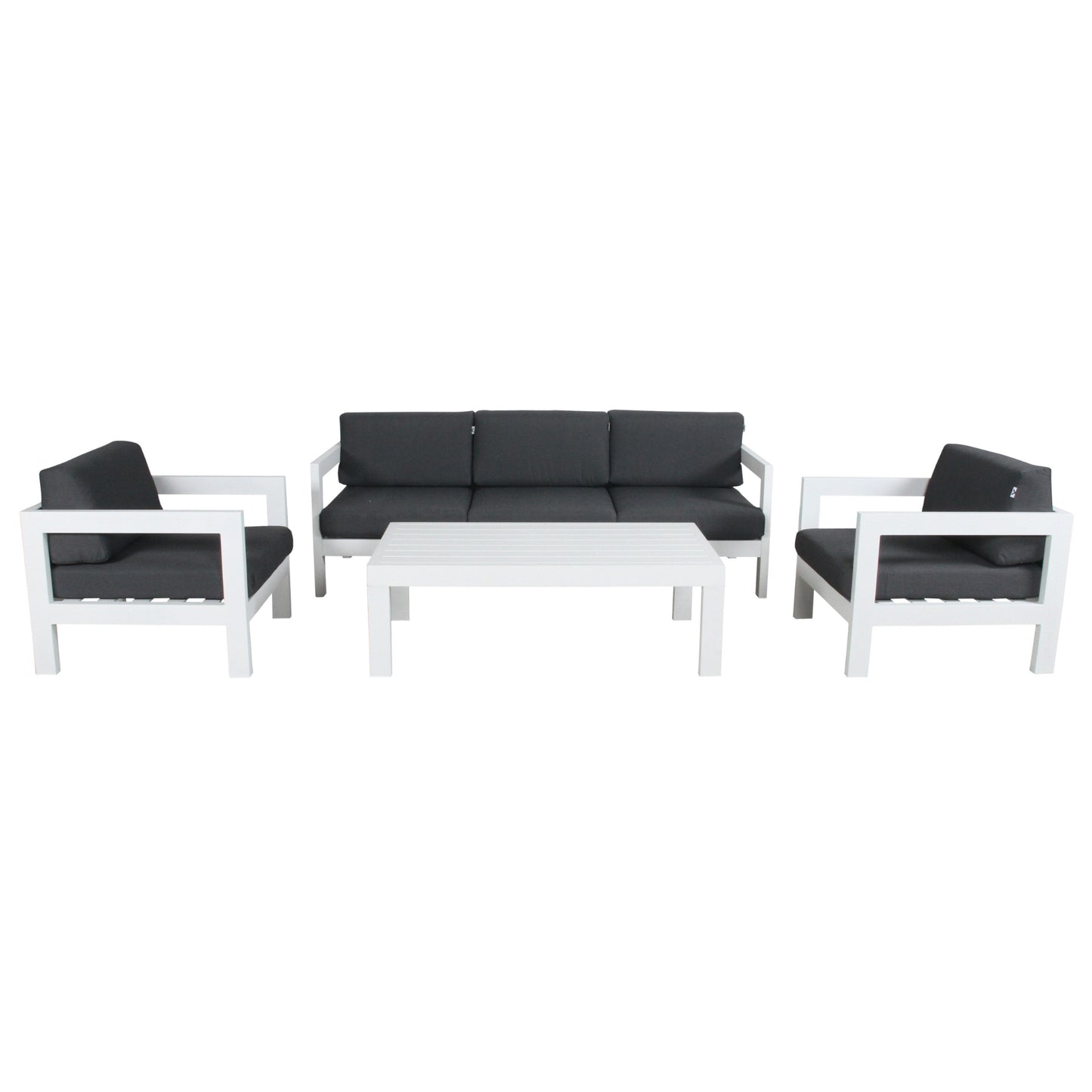 Outie 4pc Set 1+1+3 Seater Outdoor Sofa Lounge Coffee Table Aluminium White