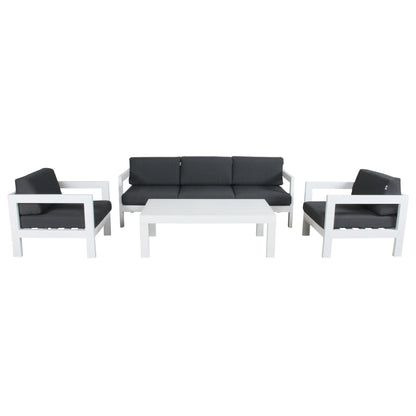 Outie 4pc Set 1+1+3 Seater Outdoor Sofa Lounge Coffee Table Aluminium White