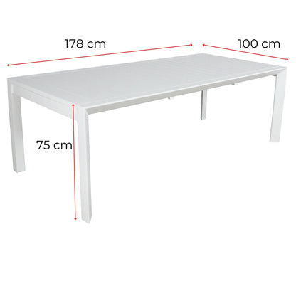 Iberia 7pc Set 178cm Aluminium Outdoor Dining Table Chair White