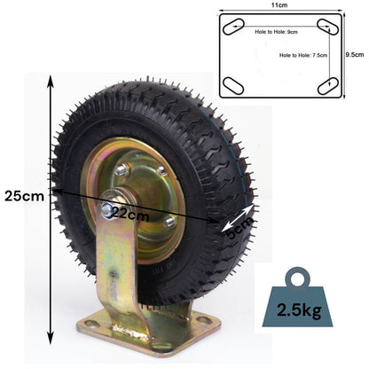 8 Inch Fixed Castor Caster Pneumatic Tyres Tyre  Wheel Trolley Cart Wheelbarrow