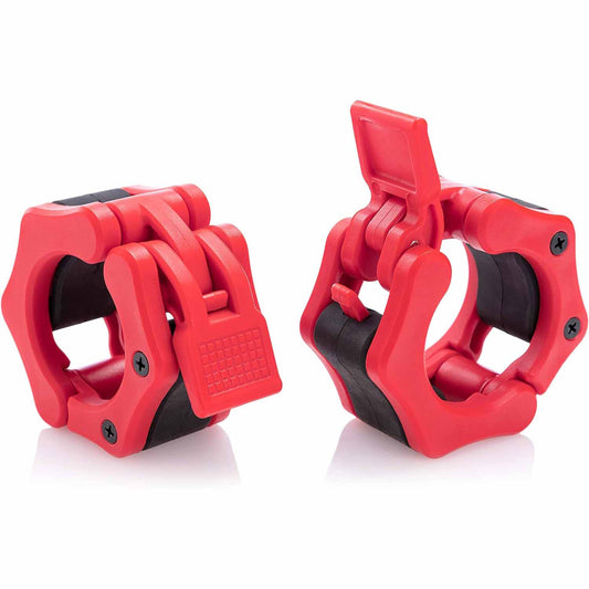 2Pcs 2in / 50mm Olympic Dumbbell Clamps Barbell Clamps Collars Clips Bar Plates Collar Clips Red