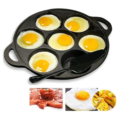 7 Cup Cast Iron Egg Frying Pan Divided Egg Skillet Pan Fried Egg Pan Cooker Pancake Egg Fryer