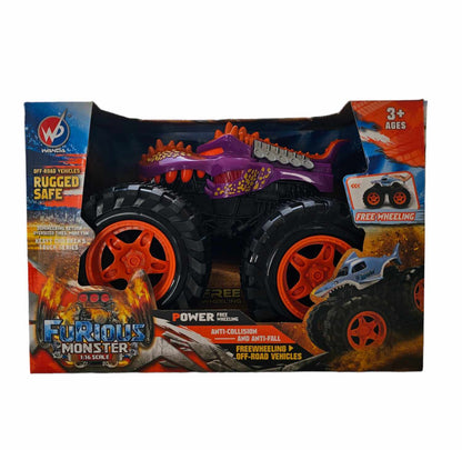 Friction Powered Purple Rhino Monster Truck for Children 1:16 Scale 3+