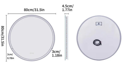 Interior Ave - LED Round Frameless Salon / Bathroom Wall Mirror - 80m