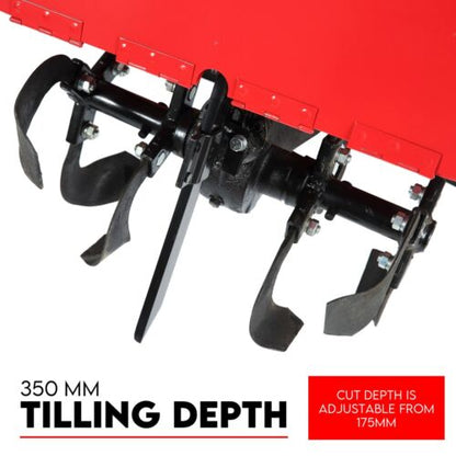 212CC Tiller Cultivator 4 Blades Rotating Tines Power Rotary Hoe Handheld