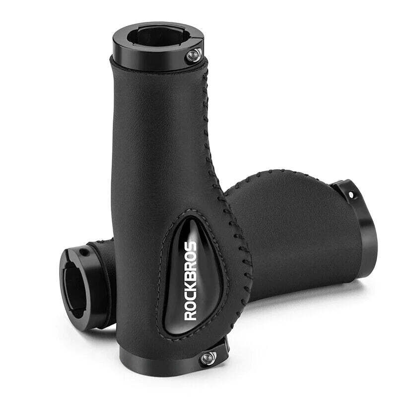 Deluxe Hand Grips Shock Absorbing Rockbros MTB Mountain Bike Tourer Double Lock BLACK Handlebar Grips Anti-skid 2.22cm