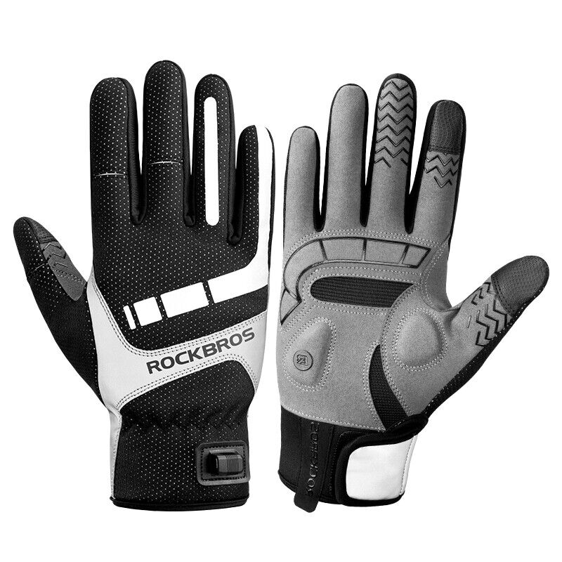 MTB Heated Gloves Medium for Mountain Road Bike Breathable Winter Autumn Cycling Camping Running Outdoor Sport Rockbros