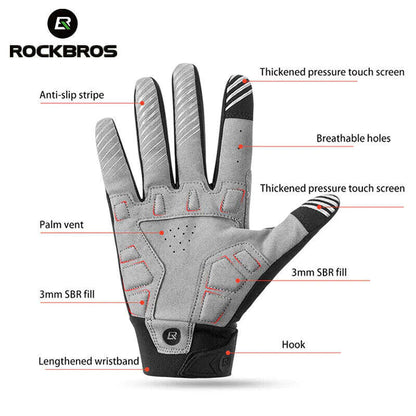 MTB Gloves Large for Mountain Road Bike Breathable Winter Autumn Spring Cycling Camping Running Outdoor Sport Rockbros