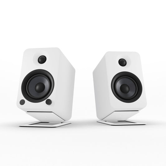 Kanto YU4 140W Powered Bookshelf Speakers with Bluetooth and Phono Preamp - Pair, Matte White with S4W White Stand Bundle