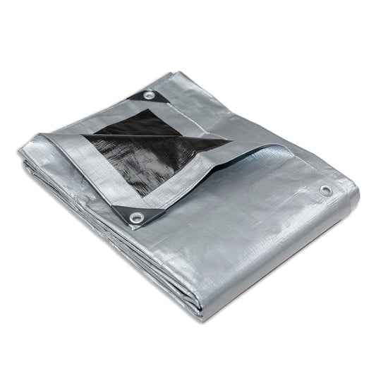 Heavy Duty Silver Black Tarp Tarpaulin 6.1x7.3m